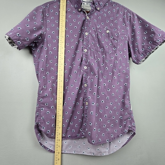 7DIAMONDS All Over Floral Print Short Sleeve Button Down Purple‎ Men Sz M Preppy - Picture 13 of 13